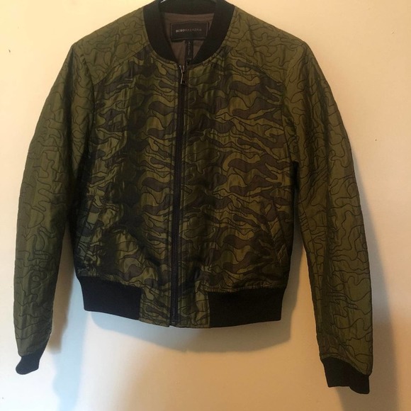 BCBGMaxAzria Green Gibson Camouflage Bomber Jacket Size XXS-New - Picture 14 of 16